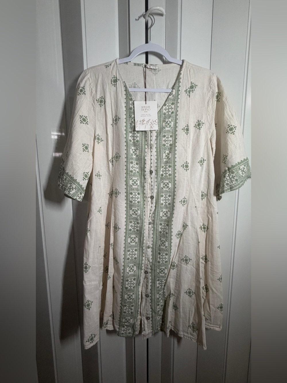 Sage & Ivory Embroidered Mini Dress - Sage/White